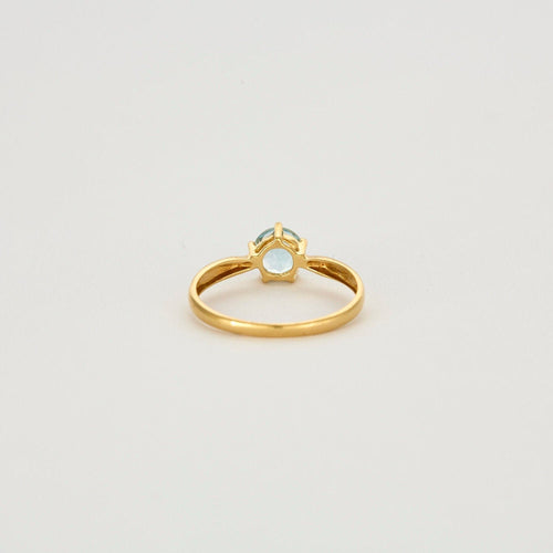 Bague 58 Solitaire en or jaune sertie d'une aigue marine 58 Facettes LP781