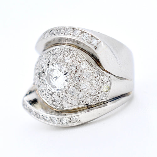 Bague 50 Bague Art Déco -Tank 1930 en platine, diamant central 0,70 ct. 58 Facettes
