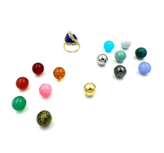 Bague GILBERT ALBERT. Bague or jaune 18K, diamants et billes interchangeables 58 Facettes