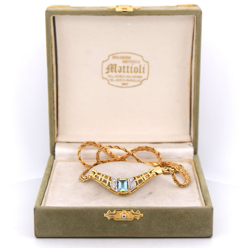 Collier Collier en or jaune - aigue-marine et diamants 58 Facettes