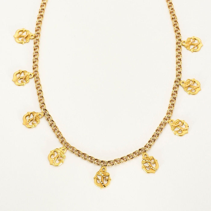 Collier Collier ancre en or jaune et or rose 58 Facettes LP823