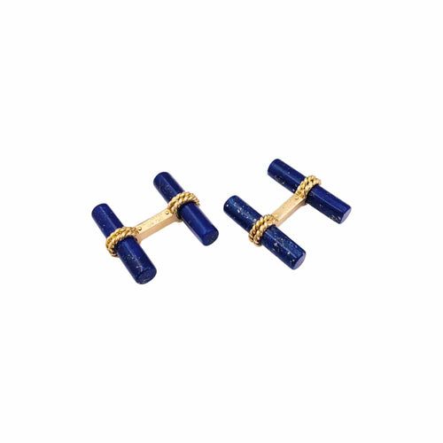 Boutons de manchette Boutons de manchette BOUCHERON, or jaune et bâtonnets de lapis lazuli. 58 Facettes 34873