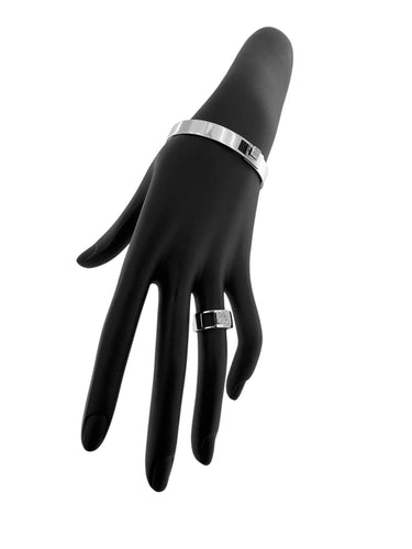 Bracelet 51 DINH VAN - Demi parure Bracelet et Bague Cube Lock or blanc et diamants 58 Facettes