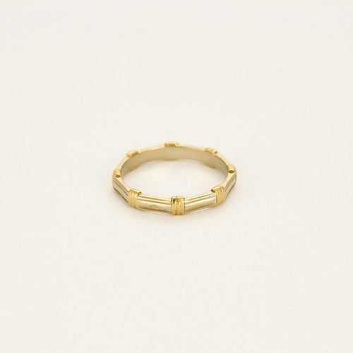 Bague 53 Anneau en or jaune et or gris 58 Facettes ASN0332