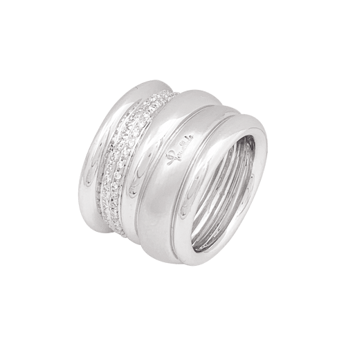 Bague 54 Bague Pomellato, "Tubolare", or blanc, diamants. 58 Facettes 34443