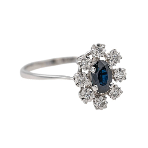 Bague 57 Bague Pompadour Or blanc Saphir, Diamant 58 Facettes 3754270CN