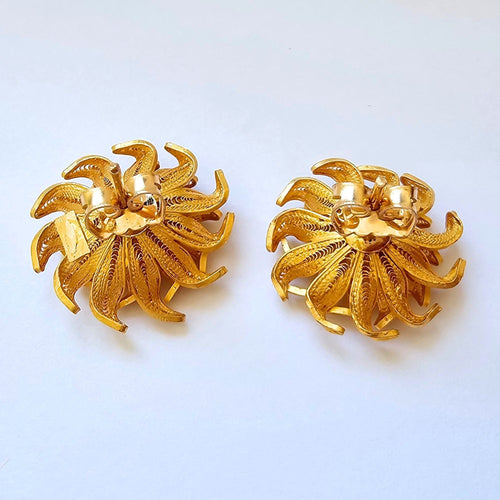 Boucles d'oreilles Boucles d’oreilles motif floral en or jaune 58 Facettes GEL-ER-FLW-YG