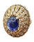 Bague Bague vintage de style trombino avec saphir cabochon et diamants en or jaune 18 carats 58 Facettes