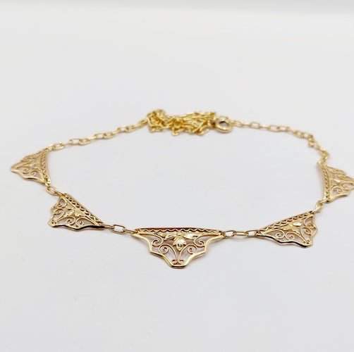 Collier Collier Art Nouveau or jaune, motifs filigranés 40cm 58 Facettes A06381