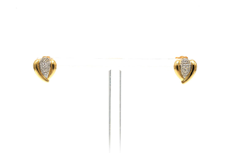 Boucles d'oreilles Boucles d'oreilles contemporaines en or jaune et blanc, diamants taille brillant (+-0.03ct) 58 Facettes 22889