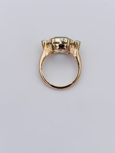 Bague 54 Bague vintage aigue-marine coussin et diamants en or rose 18k 58 Facettes