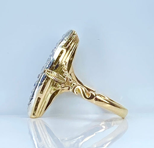 Bague 61 Importante bague marquise en or 18 carats et platine sertie de diamants 58 Facettes AB521