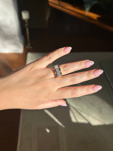 Bague 50 Bague Tank - Or jaune platine et diamants 58 Facettes 1052