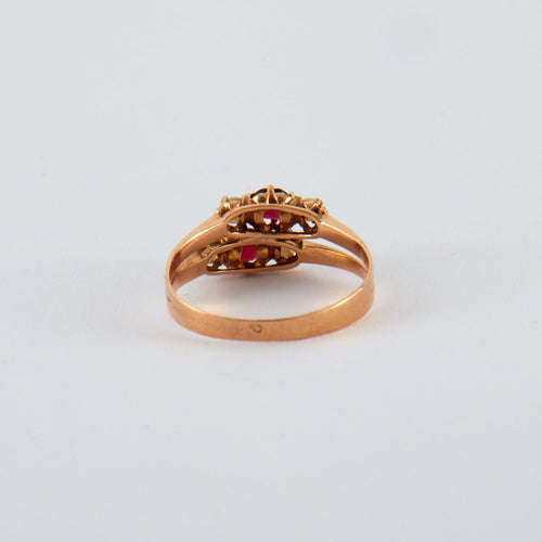 Bague 55.5 Bague Ancienne Perles Or Rose 58 Facettes
