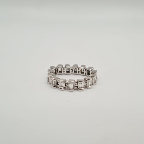 Bague 53 Bague articulée or blanc sertie de diamants baguettes 58 Facettes