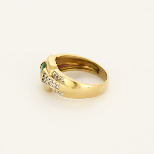 Bague 54 Bague en or jaune et or gris, émeraude et diamants 58 Facettes EPI1313