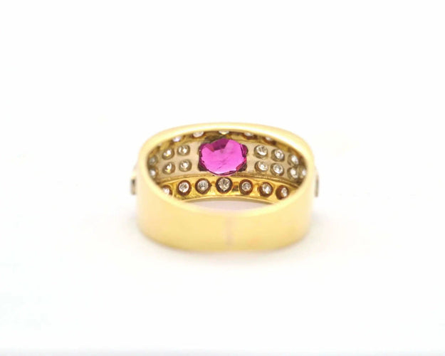 Anello in oro giallo con rubino ct 0,80 Thailandia e diamanti 58 Facettes 8957