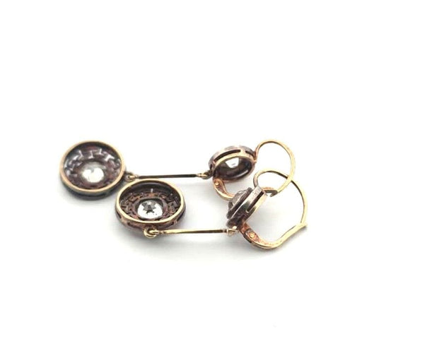 Boucles d'oreilles Boucles d'oreilles anciennes bas de gamme en or et diamants 58 Facettes