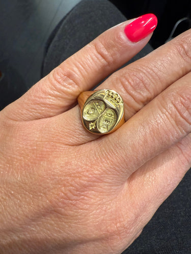 Bague 67 Chevalière or jaune - Couronne - Double Armoiries 58 Facettes 1.0002413/1