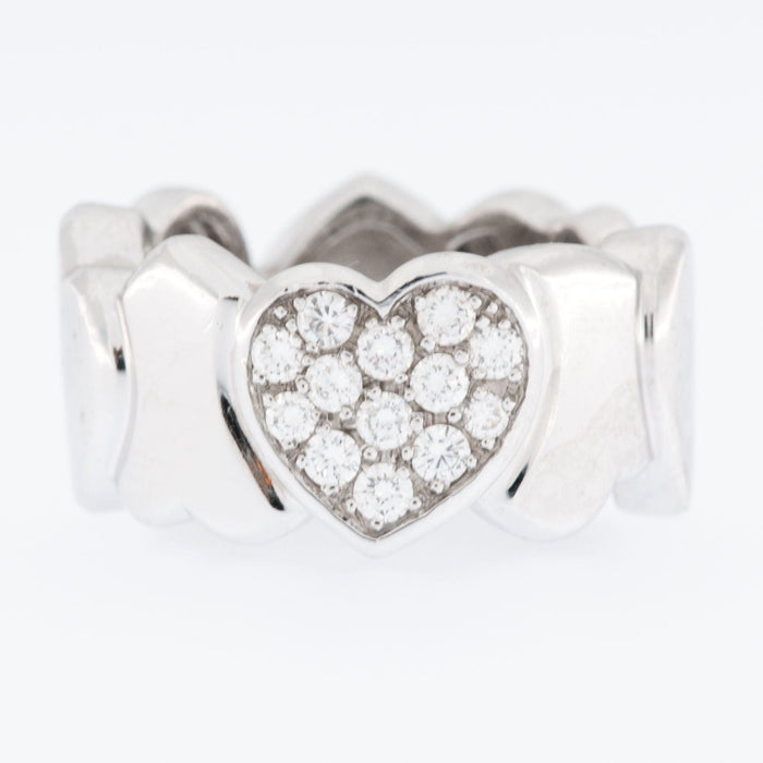 Bague 48 FRED - Bague cœur en or blanc et diamants 58 Facettes