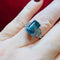Bague 54 Bague or blanc Zyrcon Bleu naturel 4.60 carats  et diamants 58 Facettes 7849 A