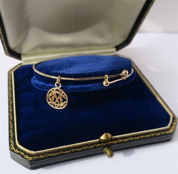 Bracelet Bracelet jonc et pendentif monogramme CM en or rose 58 Facettes