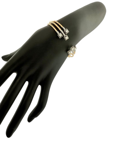 Bracelet Bracelet manchette or rose et or blanc, diamants naturels 58 Facettes