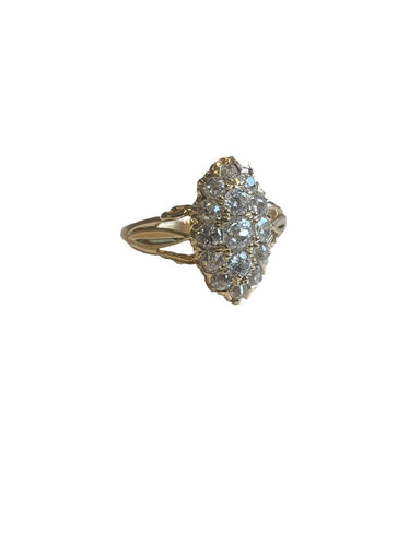 Bague 51 Antique yellow gold diamond ring 58 Facettes