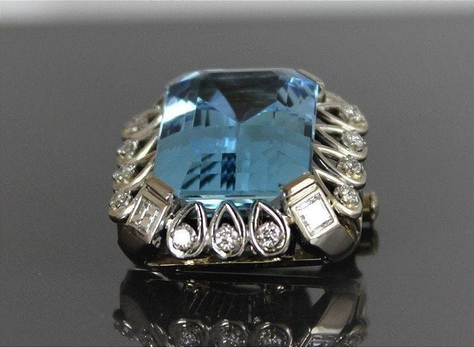 Broche Broche or blanc, aigue marine et diamants 58 Facettes