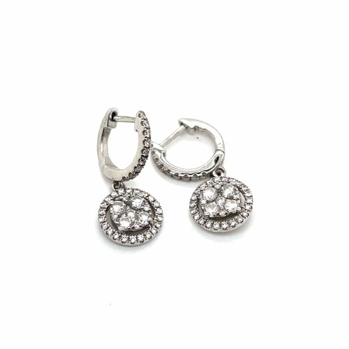 Boucles d'oreilles Paire de Boucles d'Oreille Dormeuses Or Blanc Diamants 58 Facettes