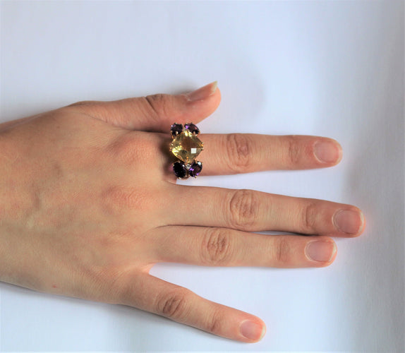 Bague 54 Bague Papillon citrine, améthystes, diamants 58 Facettes 469