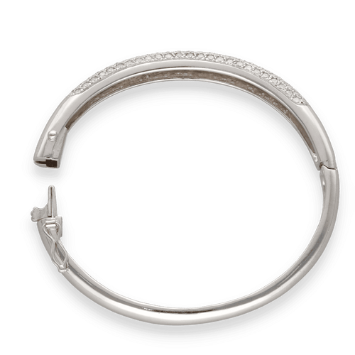 Bracelet Bracelet rigide en or gris 18K - 5,00 cts de diamants G-VS - 30 g - Bijou ouvrant 58 Facettes FB10271