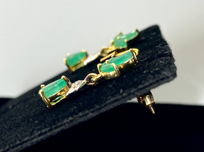 Boucles d'oreilles Boucles d’oreilles en or jaune, émeraudes et diamants 58 Facettes AB641