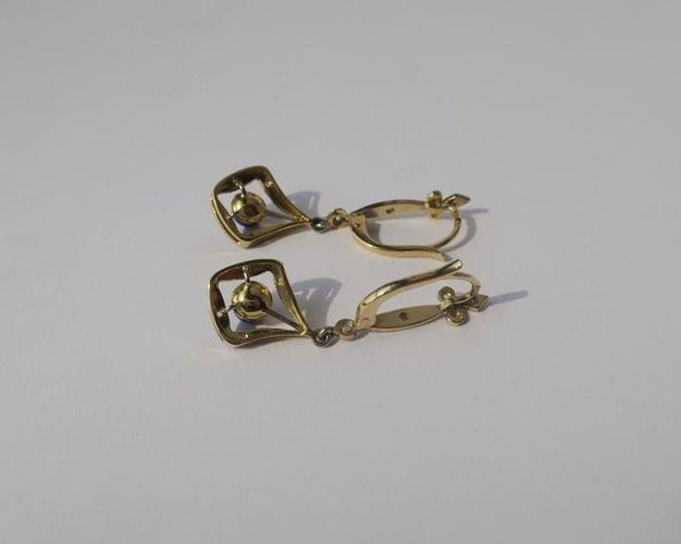 Boucles d'oreilles Boucles d’oreilles pendantes Art Déco lapis lazuli diamants 58 Facettes