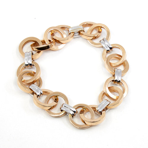 Bracelet BRACELET MAILLES EN CERCLES DIAMANTS OR ROSE 58 Facettes 1