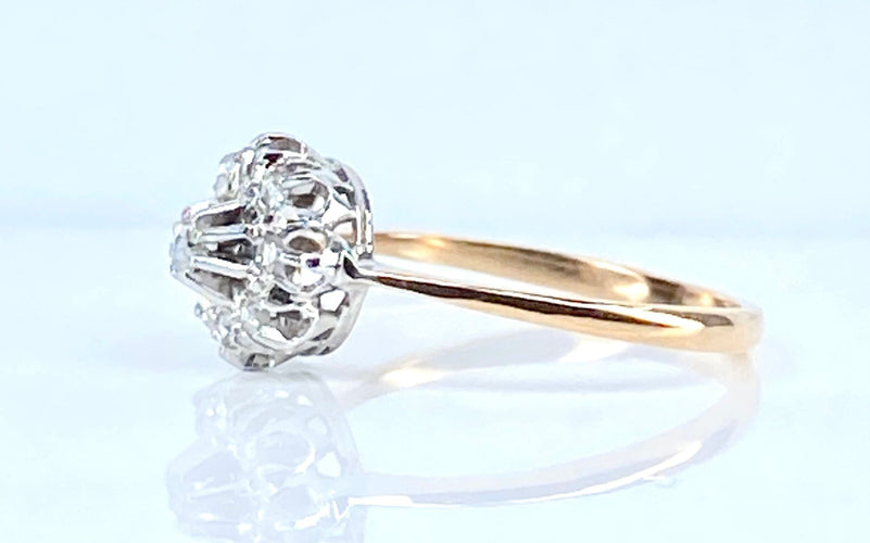 Bague 51 Bague marguerite en or jaune et diamants 58 Facettes AB618