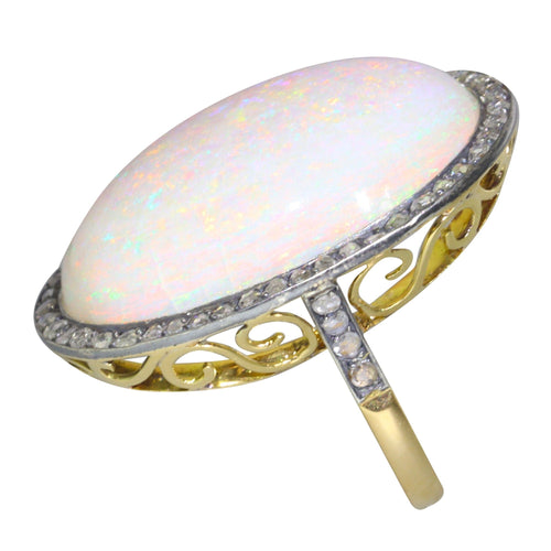 Bague 58 Un héritage enchanteur : une bague victorienne des années 1920 avec opale et diamant rose 58 Facettes 21224-0615
