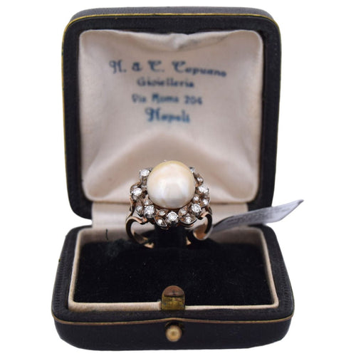 Bague 53 Bague victorienne antique en perles et diamants 58 Facettes