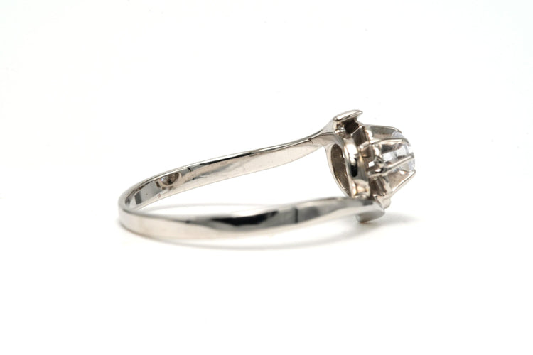 Bague 55 Bague Art Déco en or blanc, diamant taille brillant (+-0.23ct) 58 Facettes 22780