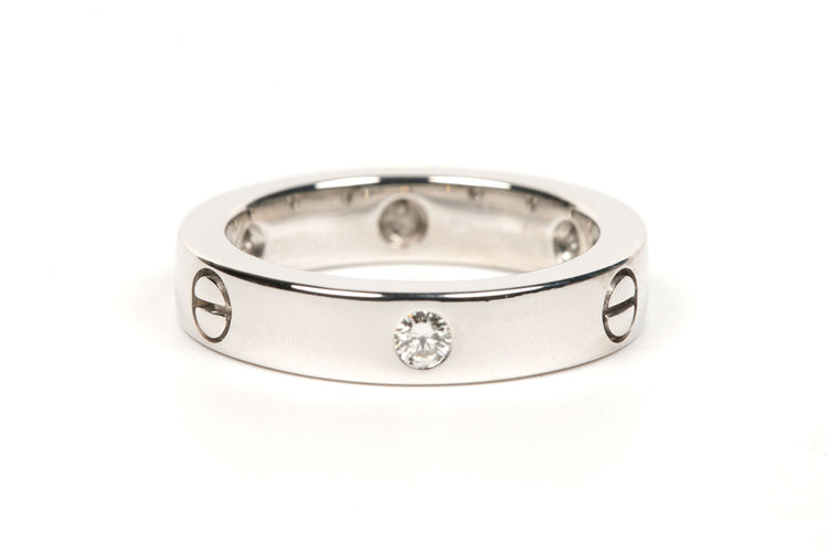 Bague 49 Bague contemporaine en or blanc sertie de diamants 58 Facettes B415