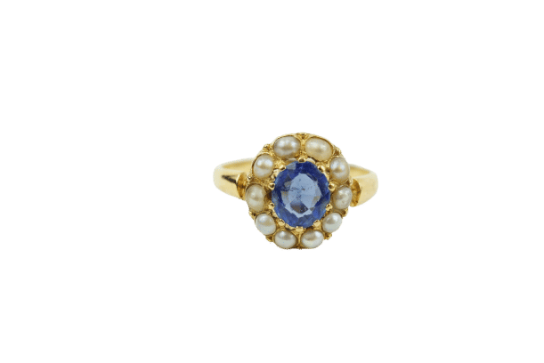 Bague 51 Bague marguerite or jaune, saphir et perles 58 Facettes SQ9850772