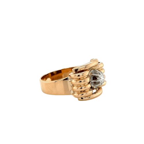 Bague 53 Bague tank noeud or rose et diamant - 1940 58 Facettes 1.0002377/1