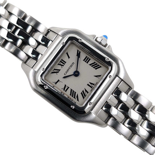 Montre Cartier Panthère RARE Dial Figaro Strap Small model SM ref 1320 Stainless Steel 58 Facettes