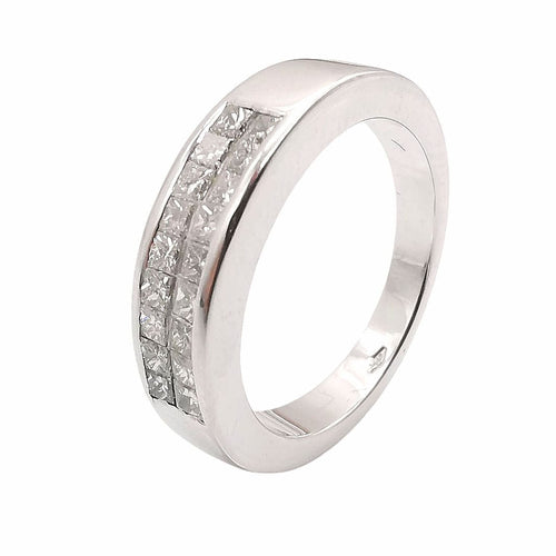 Bague 50 Alliance or blanc & diamants 58 Facettes