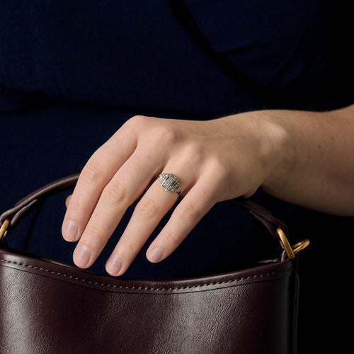 Bague 48 Bague Art Décor,  or blanc et platine, diamants 58 Facettes MTB1182