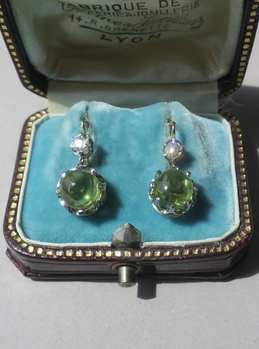 Peridot diamond sleeper earrings