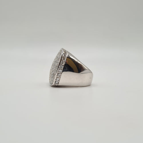 Bague 52.5 Bague cœur or blanc sertie de diamants naturels 58 Facettes