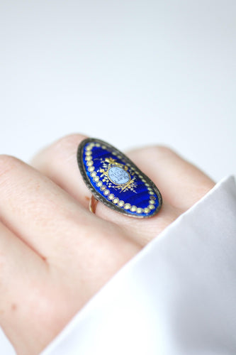 Bague 50.5 Bague XVIIIe Siècle Email Or et Argent 58 Facettes