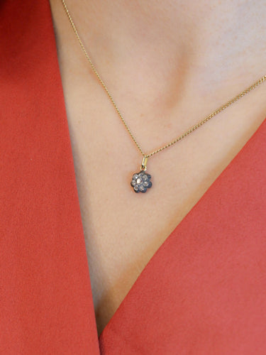 Pendentif Pendentif fleur Napoleon III or argent diamants taille ancienne 58 Facettes 965