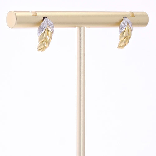 Boucles d'oreilles Boucles d'oreilles feuilles diamants or jaune 58 Facettes 20-040A